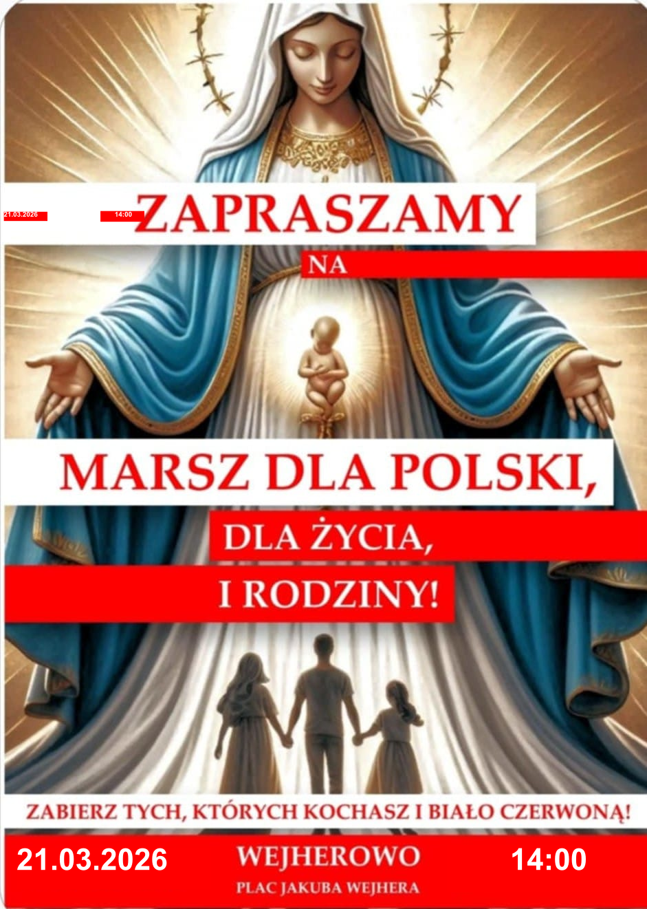 Marsz dla Życia i Rodziny – 21.03.2026 Wejherowo